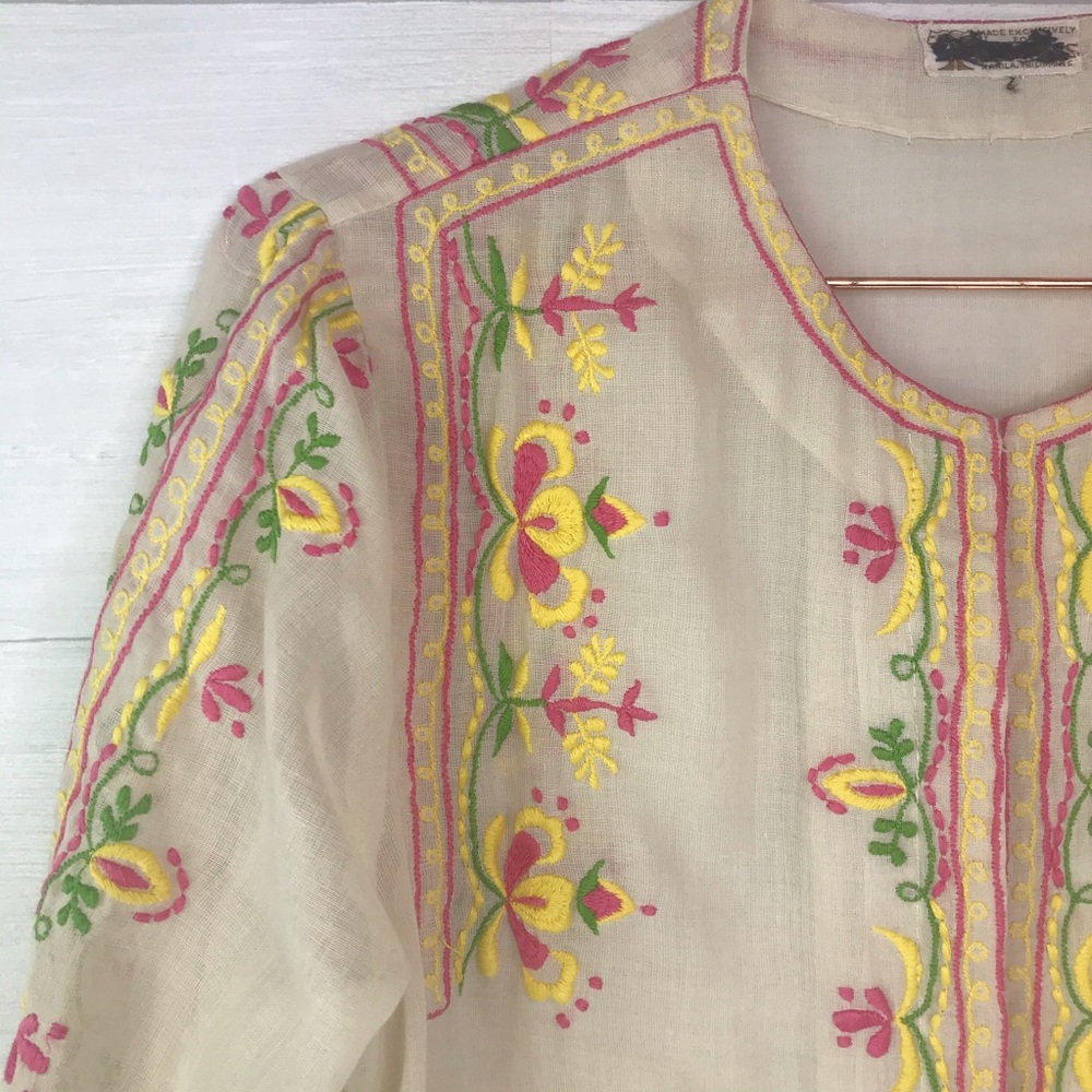 Vintage Tesoro’s Embroidered Boho Top Size M/L - Picture 3 of 8
